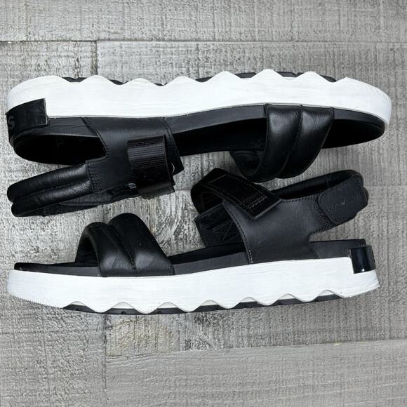 Sorel VIIBE Women's Sandal Flat Slingback Comfort Black White Size 12 - Picture 6 of 8